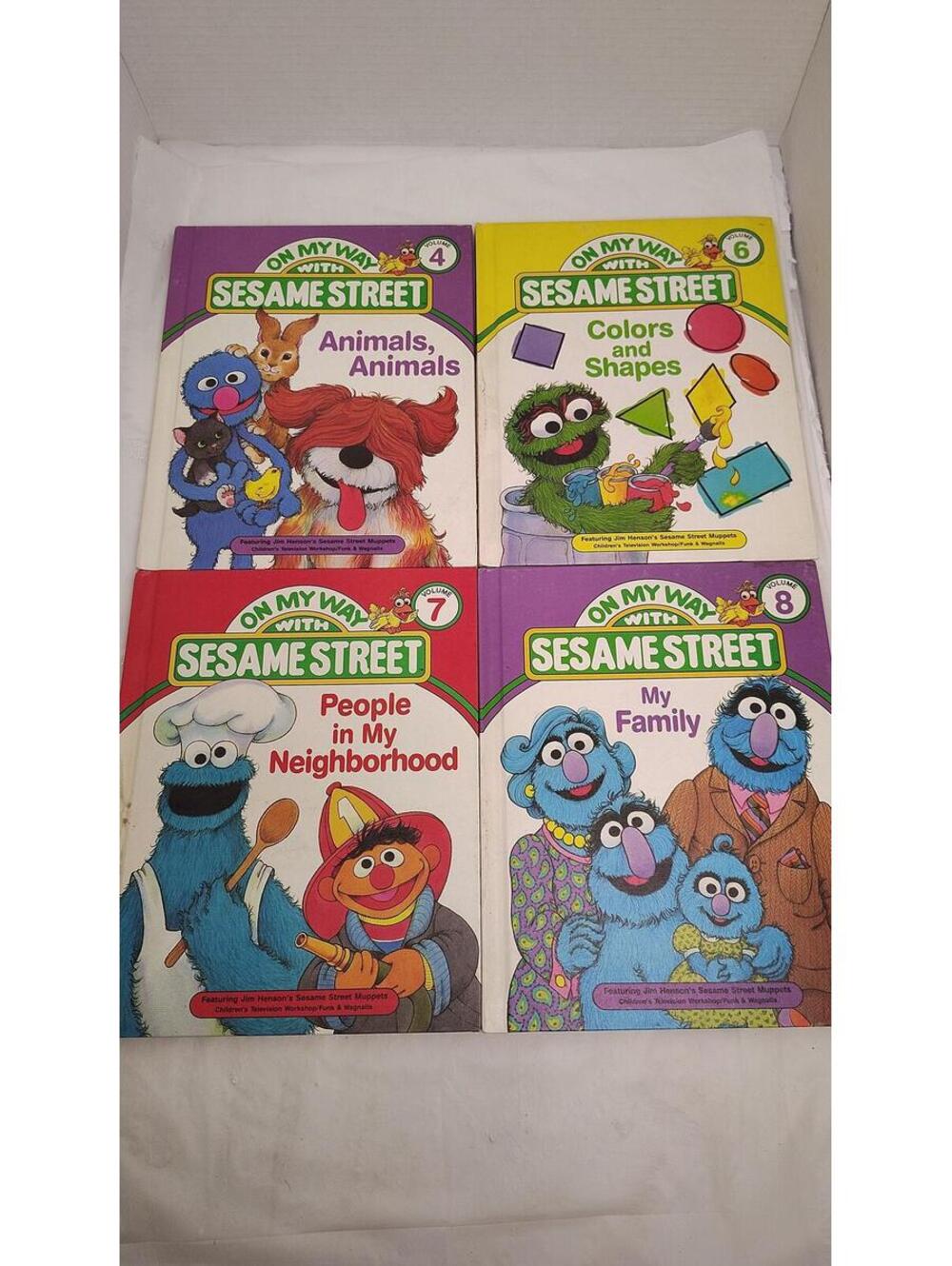 Sesame Street Board Book Lot 4 Kids Learning Animals Shapes Family Set